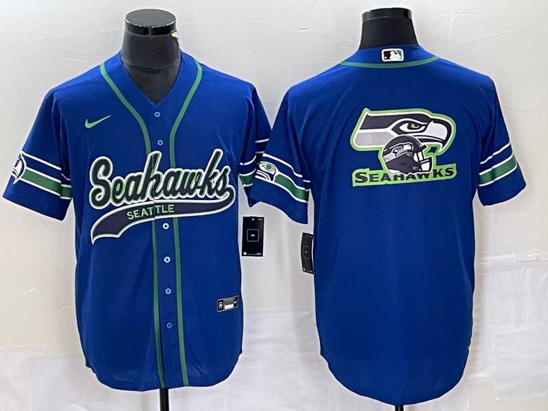 Men's Seattle Seahawks Big Logo Blue With Patch Cool Base Stitched Baseball Jersey,We sell and wholesale Men's Seattle Seahawks Big Logo Blue With Patch Cool Base Stitched Baseball Jersey on line form chian!